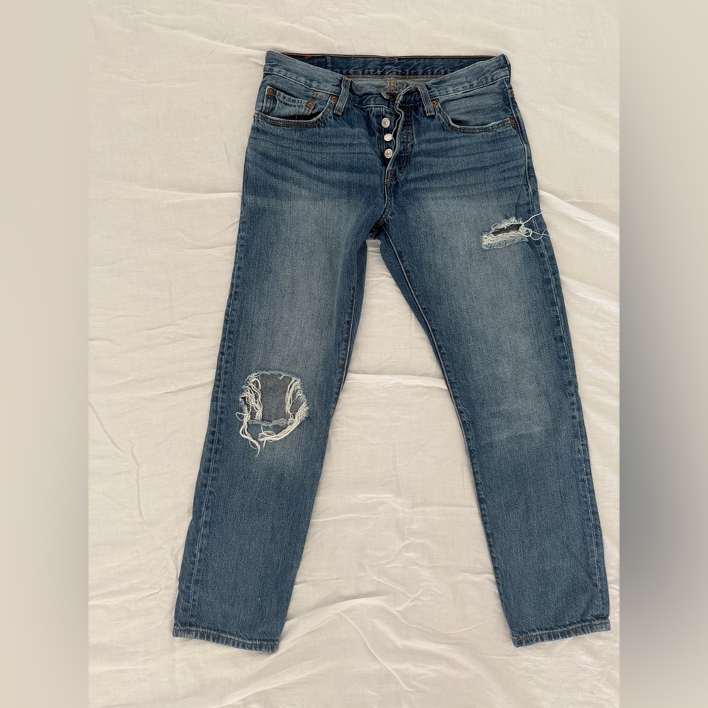 Levi's Blue Distressed Boyfriend Jeans